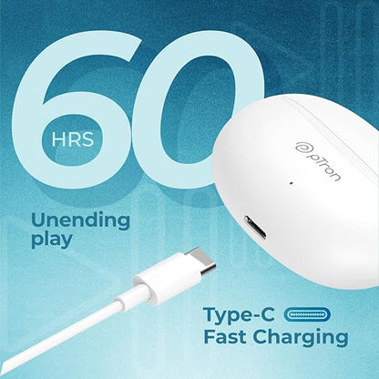 pTron Basspods P481 TWS Earbuds: 60H Playtime, AI-ENC Calls, BT 5.3, Touch, Type-C