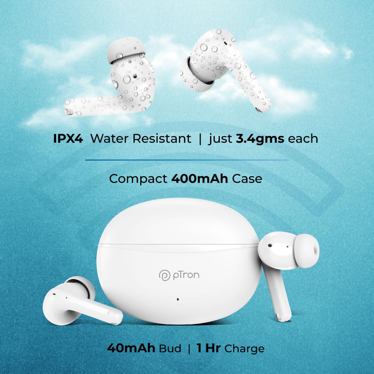 pTron Basspods P481 TWS Earbuds: 60H Playtime, AI-ENC Calls, BT 5.3, Touch, Type-C