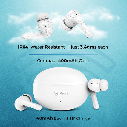 pTron Basspods P481 TWS Earbuds: 60H Playtime, AI-ENC Calls, BT 5.3, Touch, Type-C