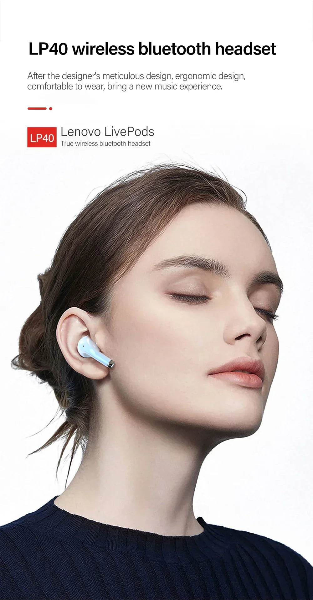 Lenovo LP40 Pro TWS Bluetooth 5.1 Earphone Wireless Earbuds